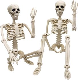 2 Pack 36"Halloween Skeleton - 3 ft Life Size Human Skeleton with Full Body Posable Joints Plastic Skeleton for Halloween Skeletons Decor Yard Pa