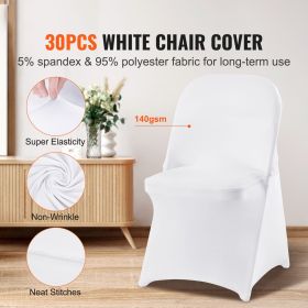 pWhite Stretch Spandex Chair Covers - 30 PCS, Folding Kitchen Chairs Cover, Universal Washable Slipcovers Protector, Removable Chair Seat Covers
