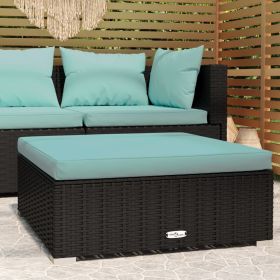 Garden Footrest Black PE rattan Medium Modular Garden Footrest