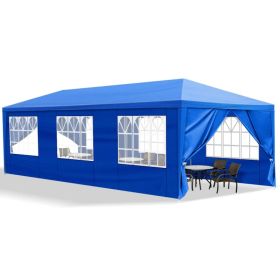 10'x30' Outdoor Party Tent with 8 Removable Sidewalls, Waterproof Canopy Patio Wedding Gazebo, Blue (Option: defaulttitle)