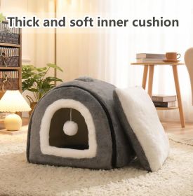 Cat Bed for Indoor Cats Foldable cat cave Anti-Slip   Water-Resistant Bottom cat Houses for Indoor Cats or Small Dogs Kitten Tent (size: Dark Grey  L)
