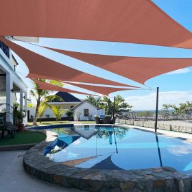 Artpuch Custom Size Rust Red Sun Shade Sail Triangle Canopy 185 GSM Durable Fabric UV Block Awning for Outdoor Patio Garden Backyard (Customized (Color: Rust Red, size: 22X25X25)