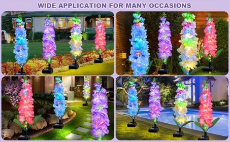 Solar Powered Hyacinth Flower Light, Solar Garden Patio Yard Decor, Color-Changing, Waterproof, Energy-Efficient, and Durable Outdoor Decoration (Quantity: 4PCS)